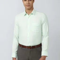 Peter England Green Regular Fit Texture Shirt image 1