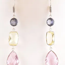 AAR Jewels Rhodium-Plated Brass Topaz Drop Earrings image 2