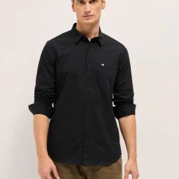 The Bear House Black Cotton Slim Fit Solid Shirt-picture-2