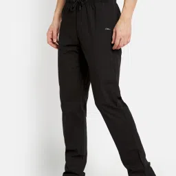 Octave Black Cotton Regular Fit Trackpants image 3