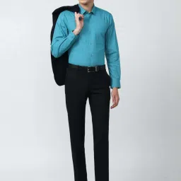 Peter England Blue Slim Fit Printed Shirt image 5