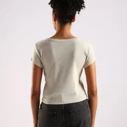 Calvin Klein Jeans Beige Cotton Regular Fit T-Shirt image 2