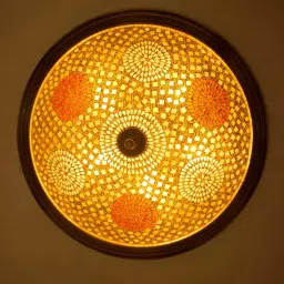 Fos Lighting 'Dish Tilak Flush' Multicolor Brass Mount Ceiling Lamp - Set of 1 image 1