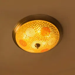 Fos Lighting 'Dish Tilak Flush' Multicolor Brass Mount Ceiling Lamp - Set of 1 image 2