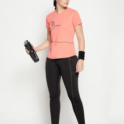 Clovia Peach Printed Round Neck T-Shirt image 4