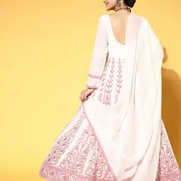 PANIT Women White Ethnic Motifs Swirling Volume Dress image 5