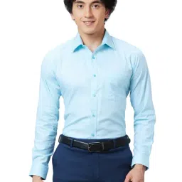 Raymond Blue Cotton Classic Fit Texture Shirts-image-48