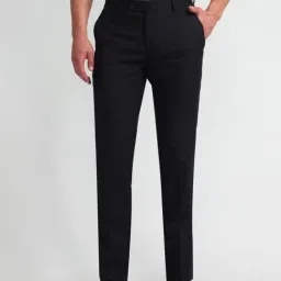 Arrow Black Slim Fit Texture Trousers-picture-33