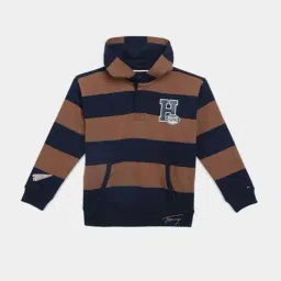 Tommy Hilfiger Brown Cotton Regular Fit Striped Hoodie-image-44