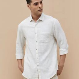 Code By Lifestyle Beige Regular Fit Texture Shirt-picture-35