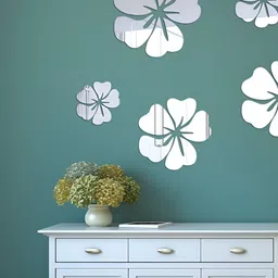 upkaranwale 5-Pcs Silver Self-Adhesive Flower Wall Sticker-picture-6