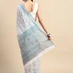 SHANVIKA Floral Printed Pure Cotton Block Print Saree image 3