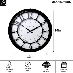 ARTYPILLAR 14In Wooden Frame with 12In Laser Cut English Number Dome Glass Dial Wall Clock image 3