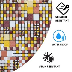 LooMantha Brown Geometric Printed Waterproof Plastic 4-Seater Table Cover image 4