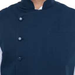 Hypernation Blue Sleeveless Slim Fit Waistcoat image 4