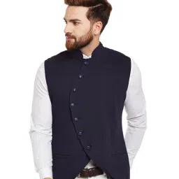 Hypernation Dark Blue Slim Fit Waistcoat-picture-25