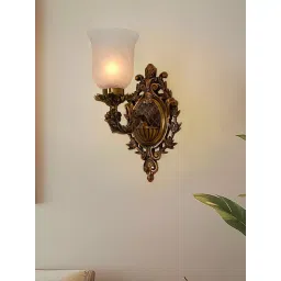 Fos Lighting Traditional Uplight Wall Sconce with Frosted Crackle Glass Brass Antique Finish 40 W image 2