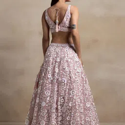 DIVASTRI Floral Embroidered Semi-Stitched Lehenga & Unstitched Blouse With Dupatta image 3