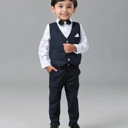 Mark & Mia Full Sleeves 3 Piece Party Suit - Dark Blue-picture-24