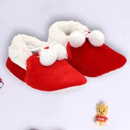 Coco Candy Pom Pom Detailed Booties - Red image 1