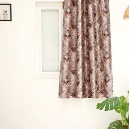 Ariana Brown & White Floral Eyelet Window Curtain-image-21