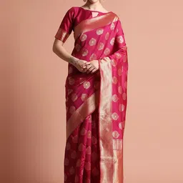 Jaipur Kurti Woven Design Zari Silk Blend Banarasi Saree-picture-14