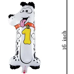 Shopping Time Jungle Animal Dog 1 number Foil Balloon - White image 2