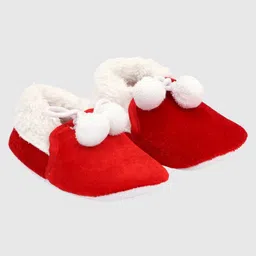 Coco Candy Pom Pom Detailed Booties - Red image 3