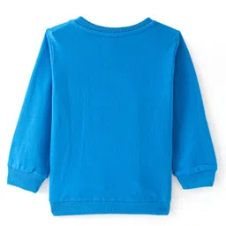Babyhug Cotton Knit Full Sleeves Sweatshirt with Floral Heart Print - Blue image 2