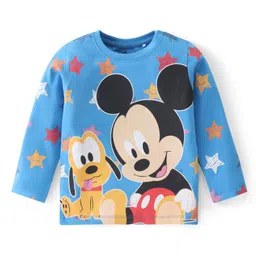 Babyhug Disney Single Jersey Knit Full Sleeves Night Suit With Mickey & Pluto Graphics - Light Blue image 2