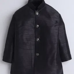 Ahhaaaa Velvet Solid Kurta Pant With Sequins Embellished Ethnic Designed Jacket Set - Black image 3
