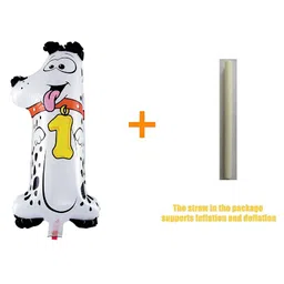 Shopping Time Jungle Animal Dog 1 number Foil Balloon - White image 3