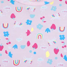 StyloBug Cotton Knit Full Sleeves Unicorn & Rainbow Printed Light Winter Sweatshirt - Pink image 4