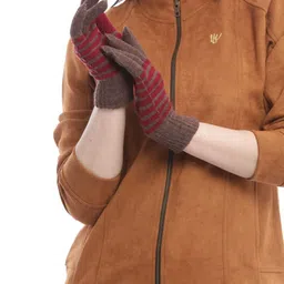 Moda Rapido Women Stripe Regular Winter Gloves image 2