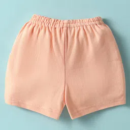 Zero Interlock Knit Half Sleeves Shorts Night Suit With Stripes & Teddy Bear Print - Orange image 5