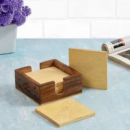 CLIO'S HERITAGE STORE 6-Pcs Beige Wooden Coaster-picture-40