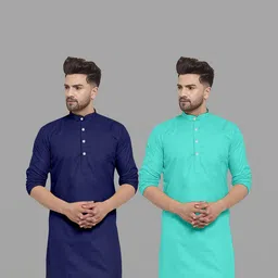 VS MALL Men Sea Green Kurtas-picture-10