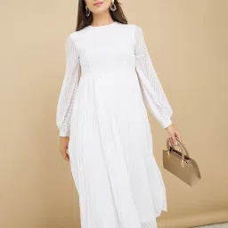 Styli Long Sleeve Self Design A-Line Midi Dress image 3