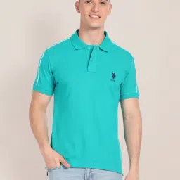 U.S. Polo Assn. Teal Slim Fit Cotton Polo T-Shirt-image-37