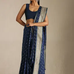 Soch Blue Tussar Woven Design Saree With Stitched Blouse image 1