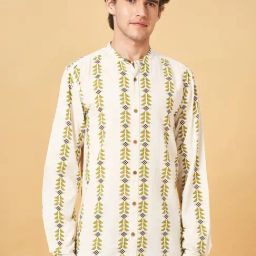 7 Alt by Pantaloons Off White Slim Fit Printed Shirt-picture-4
