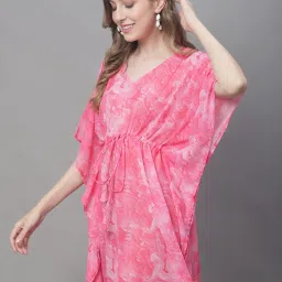 Claura Pink Printed Beachwear Kaftan image 3