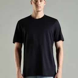 TOMMY HILFIGER Navy Solid Regular Fit Cotton T-Shirt image 1