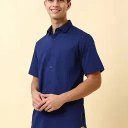 Allen Solly Blue Cotton Slim Fit Texture Shirt-picture-45