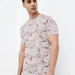 Code by Lifestyle Dusty Pink Regular Fit Printed Crew T-Shirt image 1