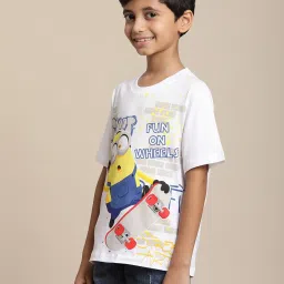 Kidsville Minions Printed White Tshirt For Boys image 3