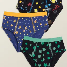 XY Life Kids Purple & Blak Printed Breifs (Pack of 3) image 1