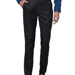 Raymond Black Slim Fit Check Flat Front Trousers-picture-34