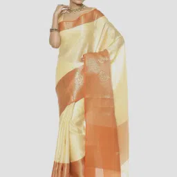 Banarasi Silk Works Beige Woven Saree With Unstitched Blouse-picture-33