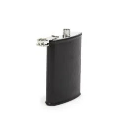 Home4U Black Stainless Steel Hip Flask With Leather Sheath image 3